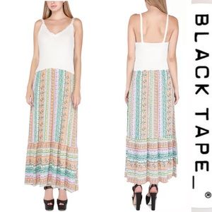 Black Tape_ Women's Mixed Materials Sleeveless Maxi Dress